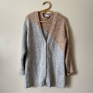 Cabi Colorblock Grey Tan Tilt Cardigan Style 3886